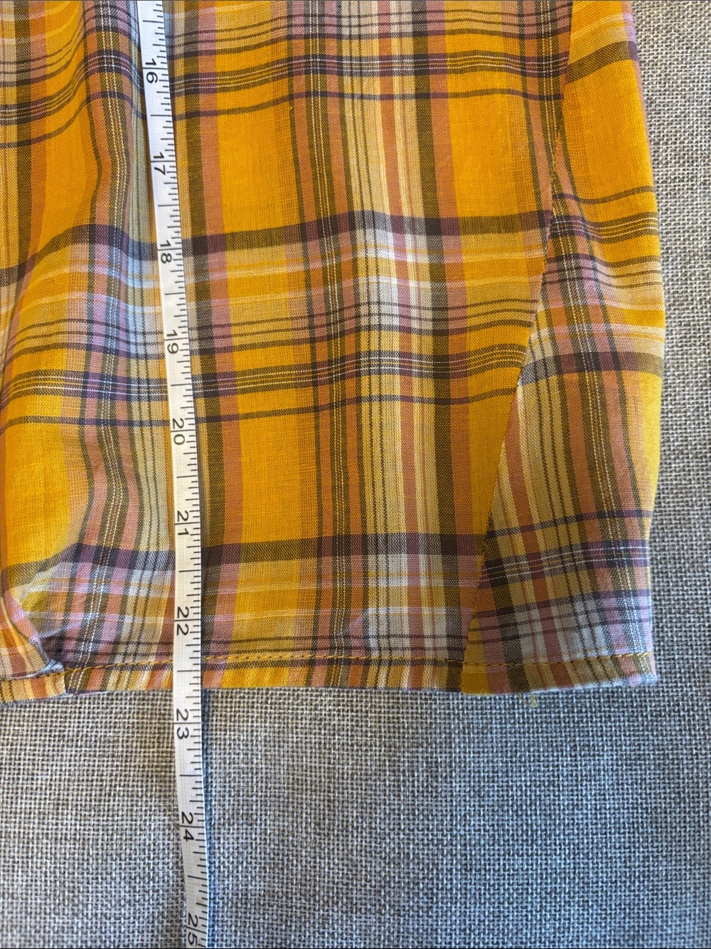 TWIK 100%cotton Plaid Lace-Trimmed Button Front Top, Sz L. - Picture 6 of 6